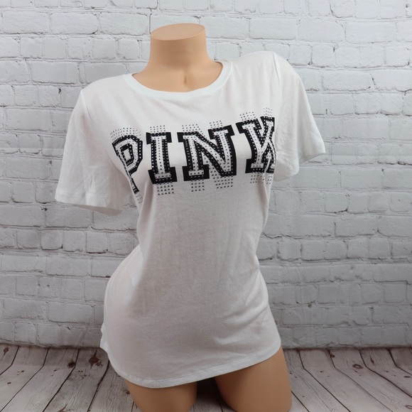 VS PINK bling rhinestone Logo Short Sleeve Tee - Picture 2 of 7